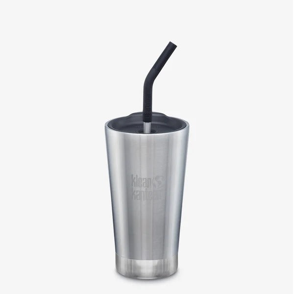 Insulated Tumbler 16oz, Straw Lid & Straw, Brushed Stainless
