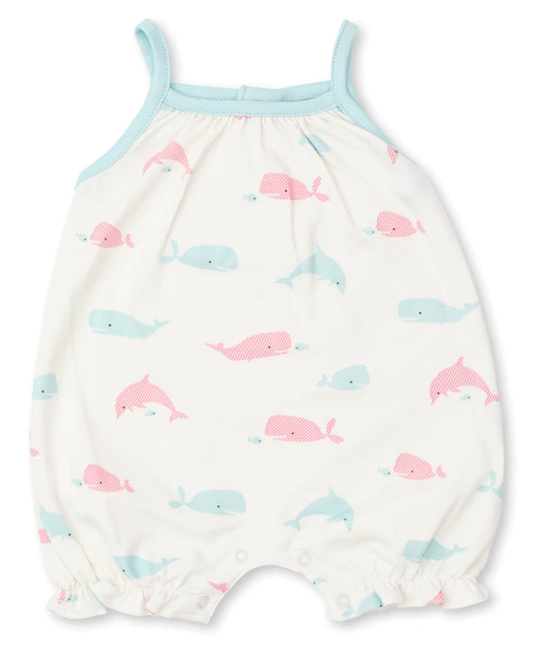 Kissy Love Whales Sleeveless Playsuit, Turquoise
