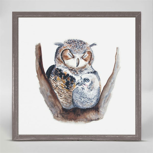 Mom and Baby Owls, Mini Framed Canvas