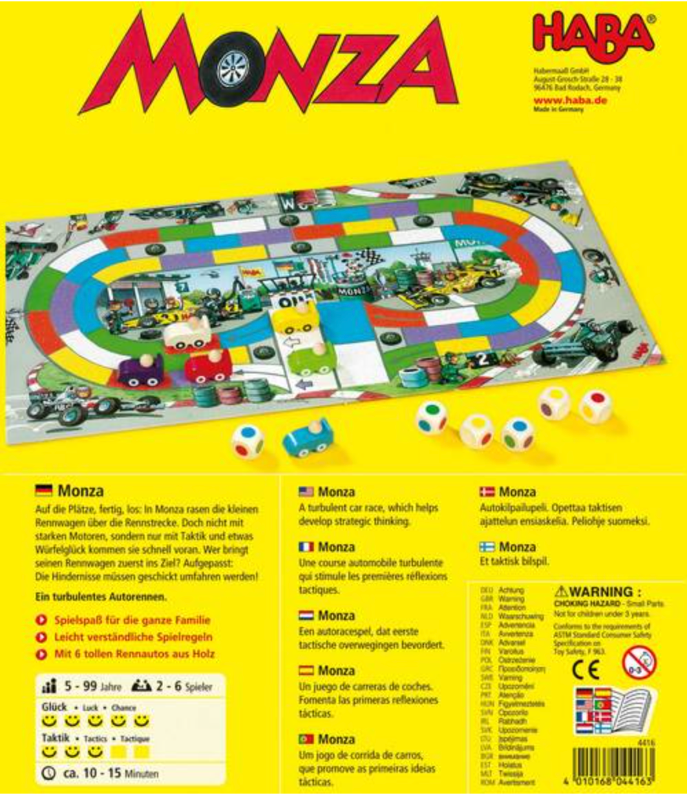 Monza Car Racing Board Game