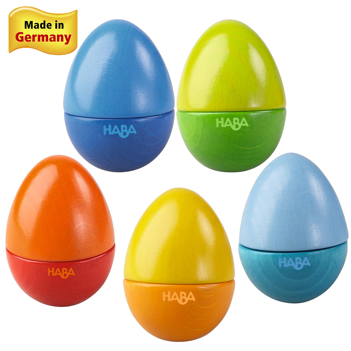 Wooden Musical Eggs, Set of 5