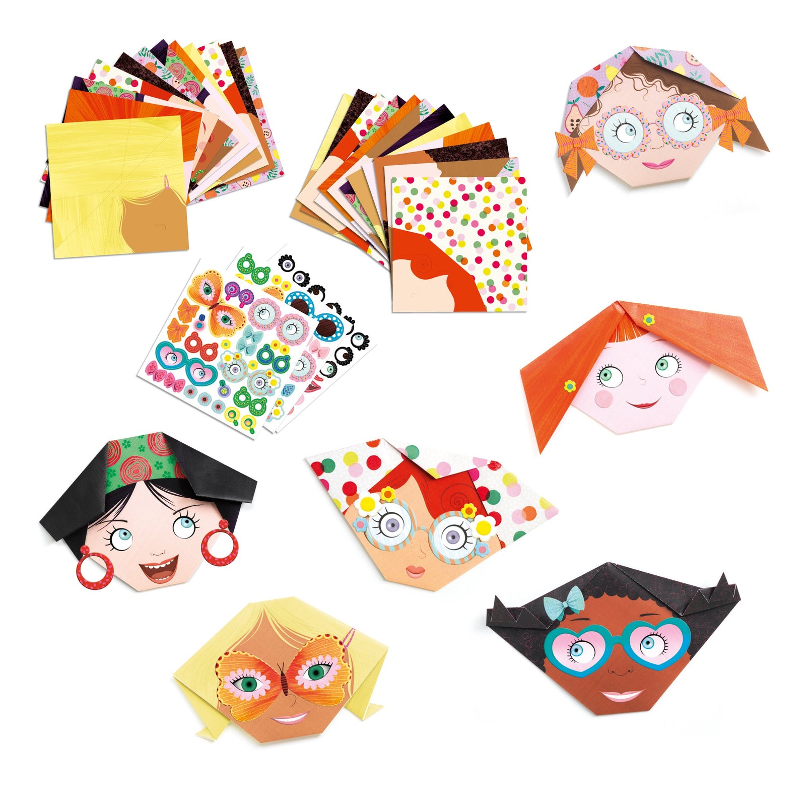 Djeco Pretty Faces Origami Paper Craft Kit