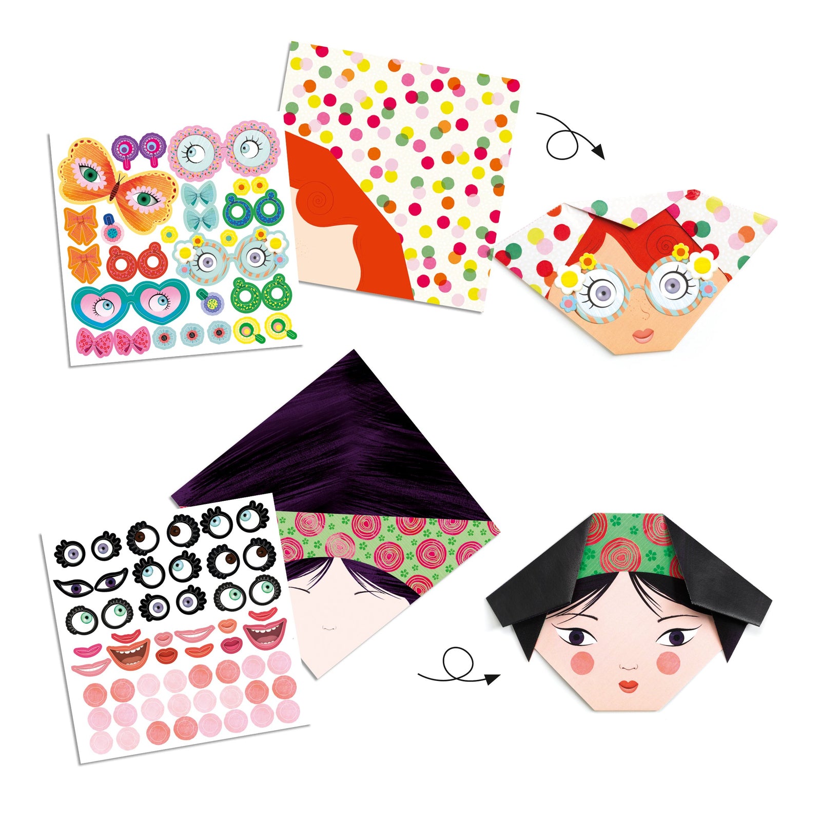 Djeco Pretty Faces Origami Paper Craft Kit