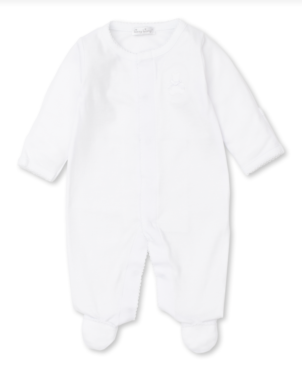 Pique Teddy Bears Footie, White