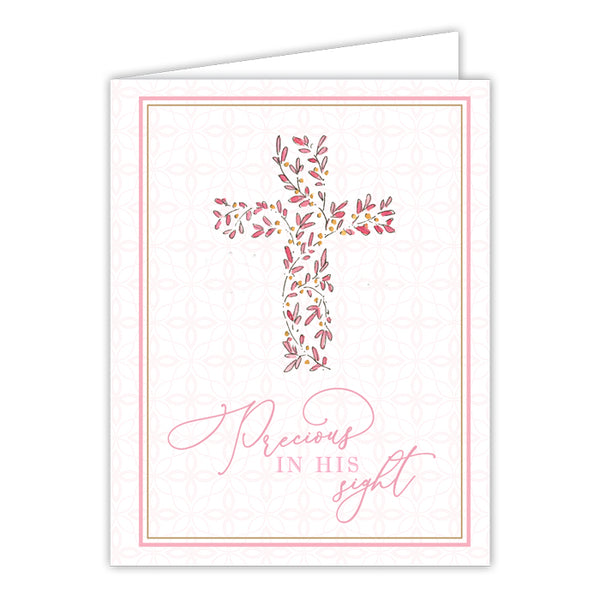 Card - Precious In His Sight, Pink Floral Cross