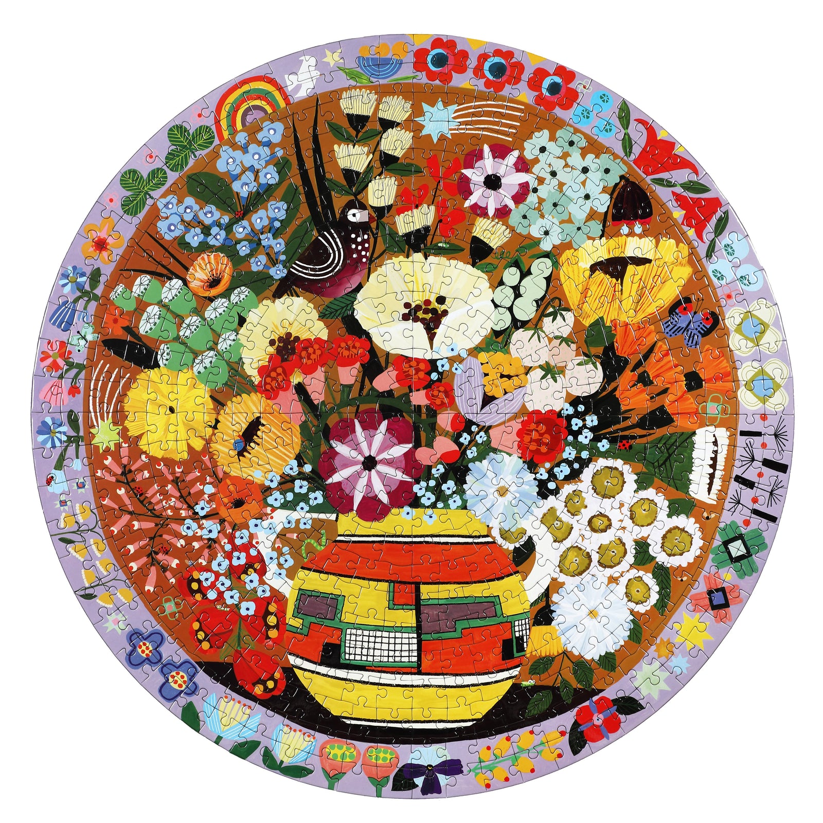 Purple Bird and Flowers 500 Piece Puzzle