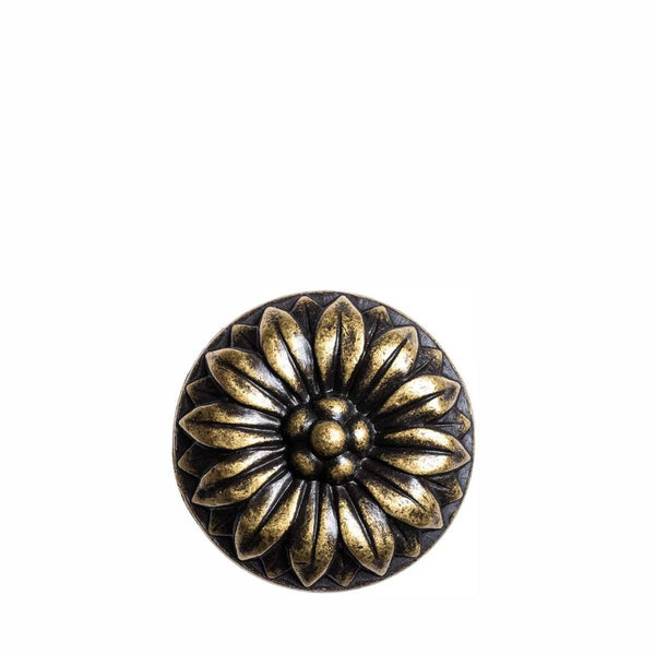 Round Flower Bronze Knob