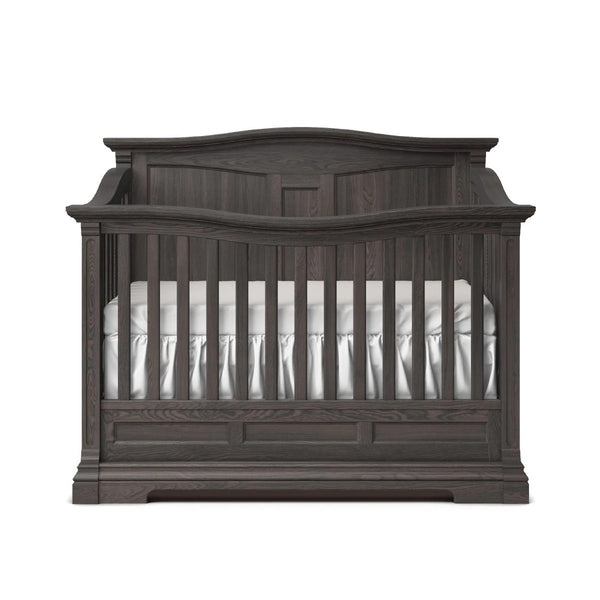 Imperio Convertible Crib, Solid Back Oil Grey