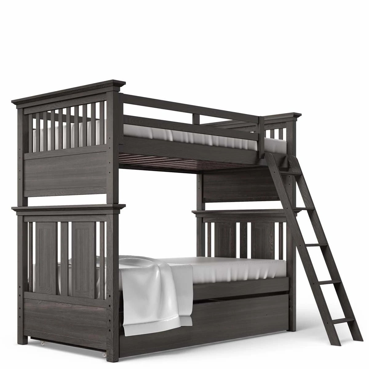 Twin Over Twin Bunk Bed Oil Grey