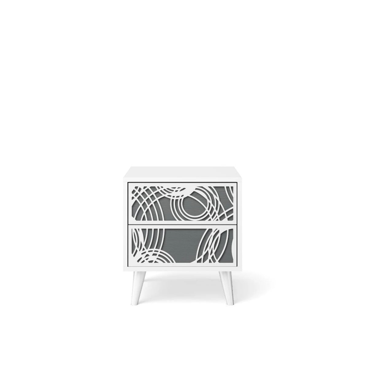 Nightstand Washed Grey with Solid White and Circle Laser Applique