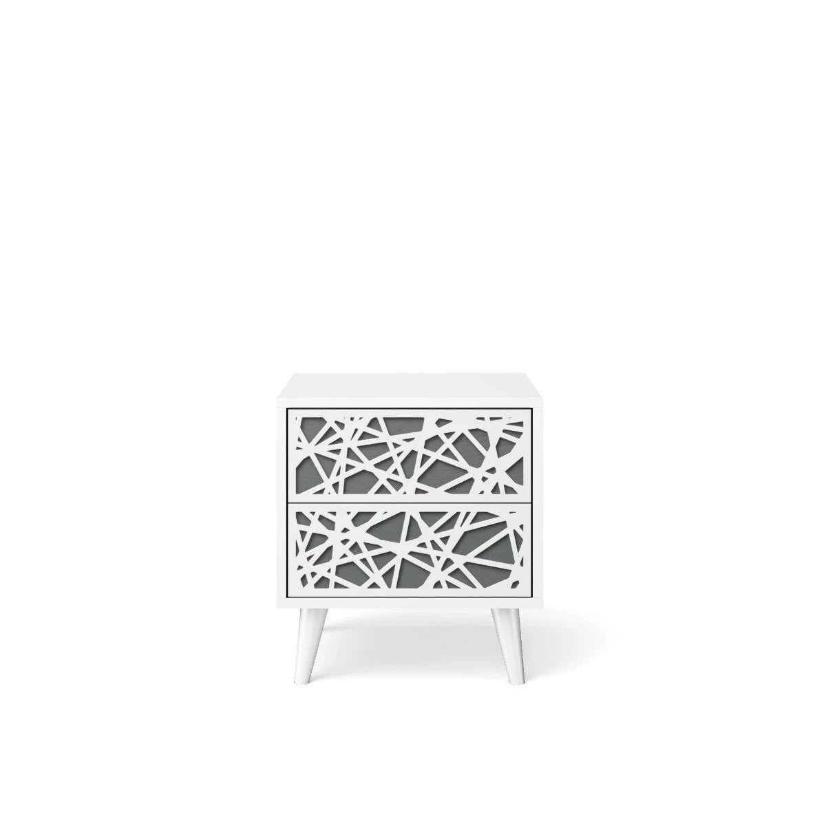 Nightstand Washed Grey with Solid White and Stripe Laser Applique