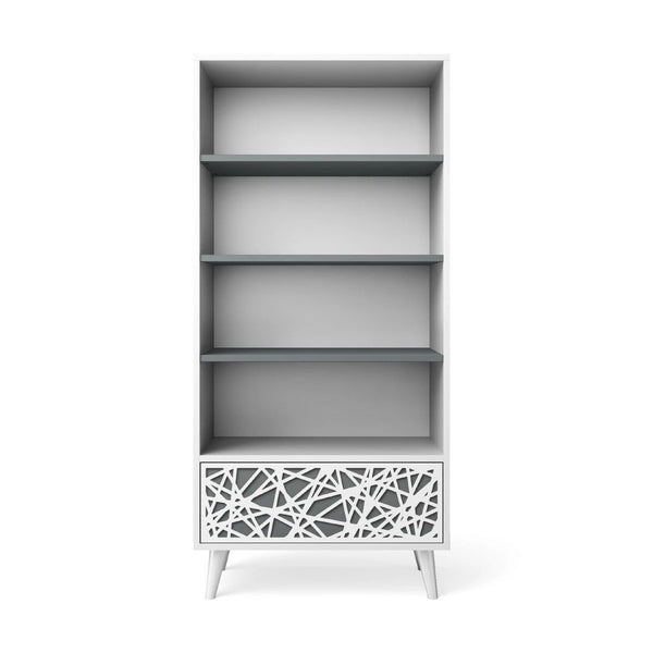 Bookcase Washed Grey with Stripe Laser Applique