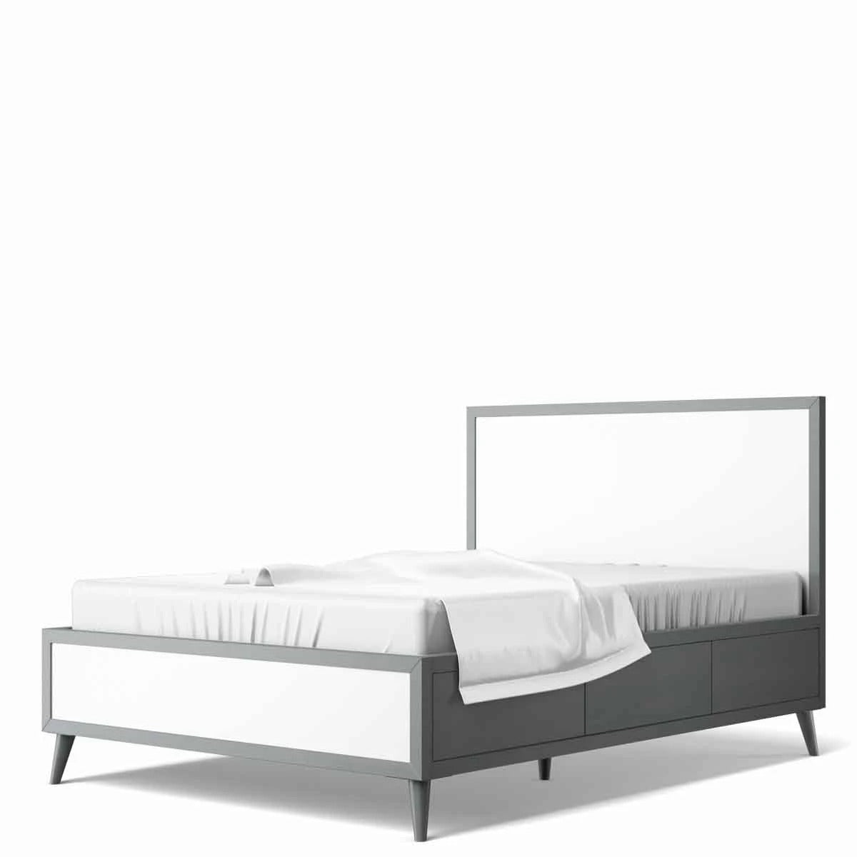 Full Bed Solid White and Oil Grey