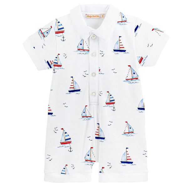 Sailing Boats, Collared Romper
