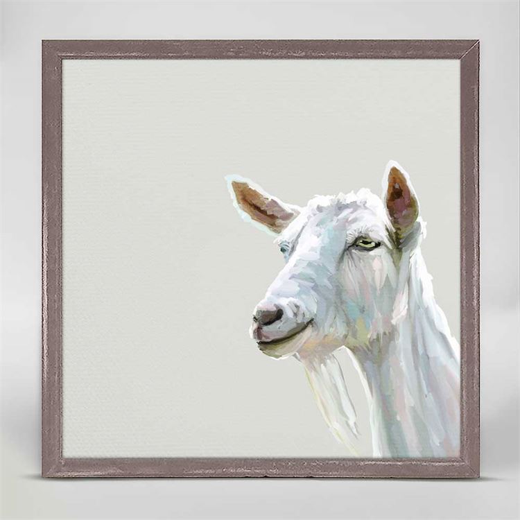 Side Eye Goat, Mini Framed Canvas
