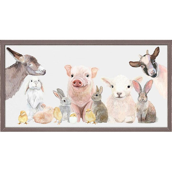 Spring Animal Babies - Gray, Mini Framed Canvas