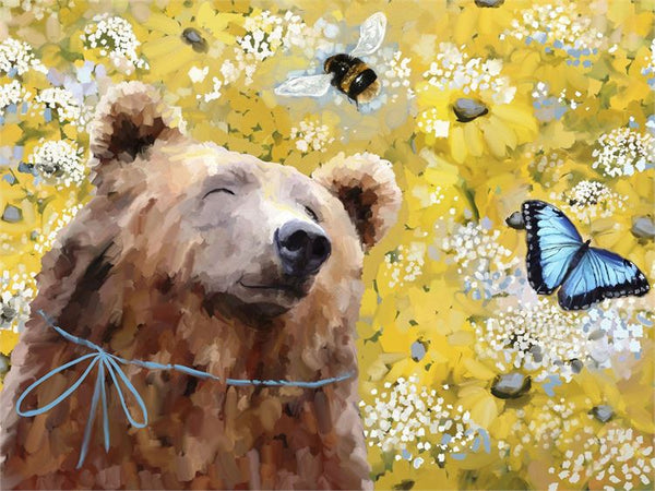 Spring Bear, Stretched Canvas Wall Art 14x10
