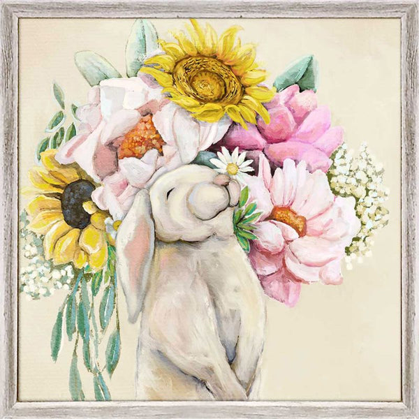 Springtime Bunny Bouquet, Mini Framed Canvas
