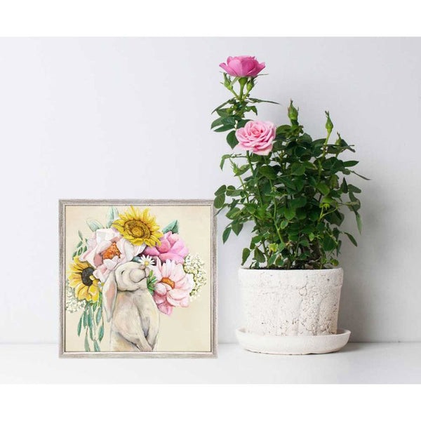Springtime Bunny Bouquet, Mini Framed Canvas