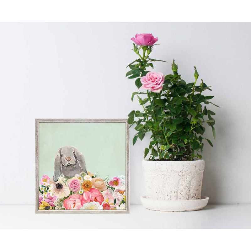 Springtime Bunny Floppy Eared, Mini Framed Canvas