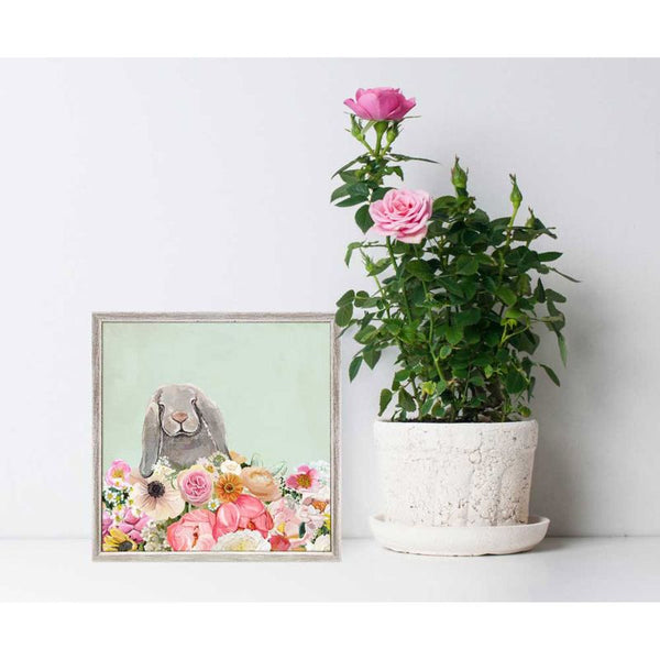 Springtime Bunny Floppy Eared, Mini Framed Canvas