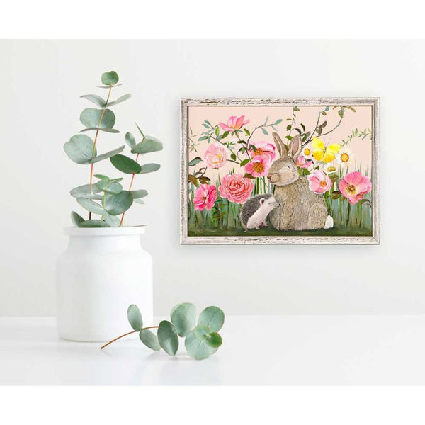 Springtime Friends - Hedgie And Bun, Mini Framed Canvas