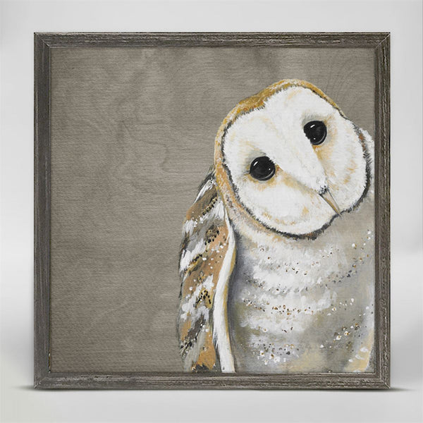 Sweet Barn Owl, Mini Framed Canvas