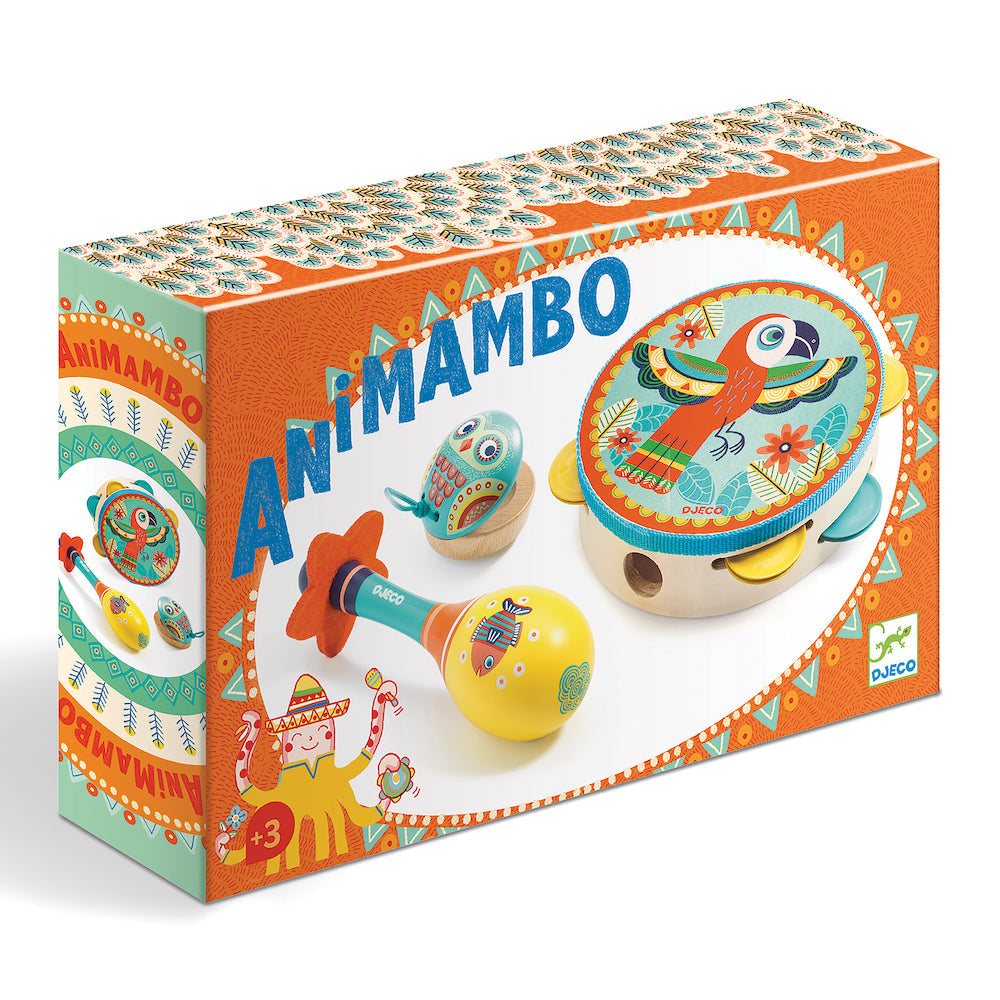 Djeco Animambo Tambourine, Maracas & Castanet Set