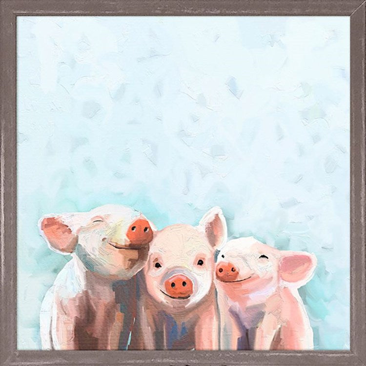 Three Little Piggies, Mini Framed Canvas