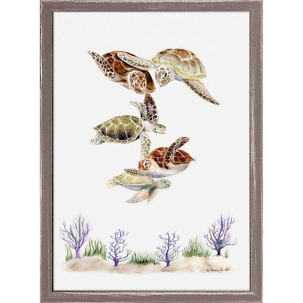 Turtle Family, Mini Framed Canvas