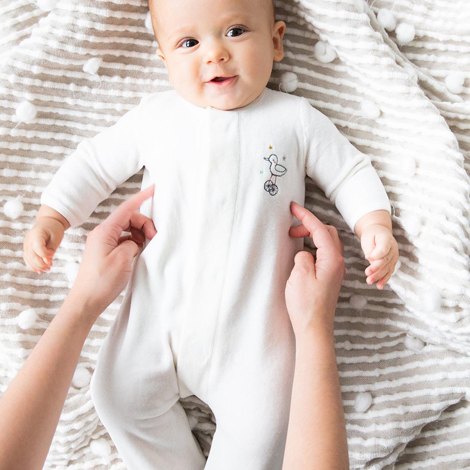 Welcome Baby Velour Magnetic Footie