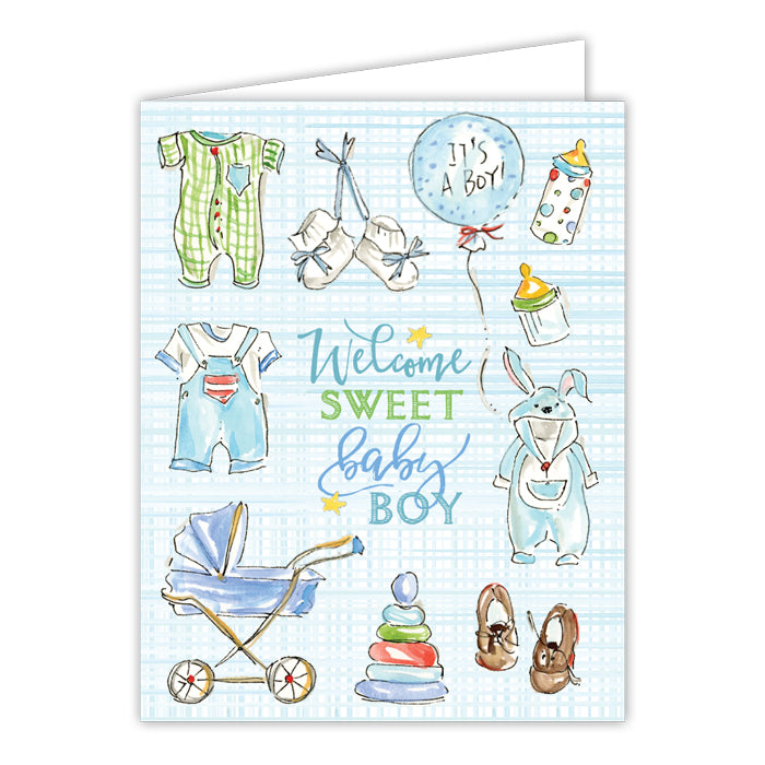 Card - Welcome Sweet Baby Boy Blue Icons
