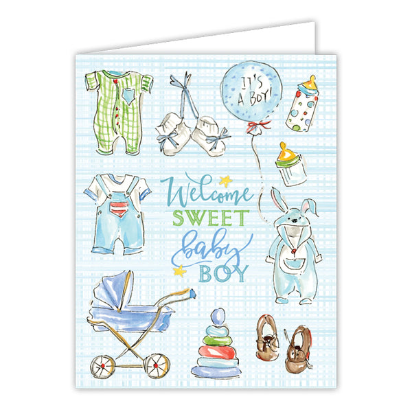 Card - Welcome Sweet Baby Boy Blue Icons