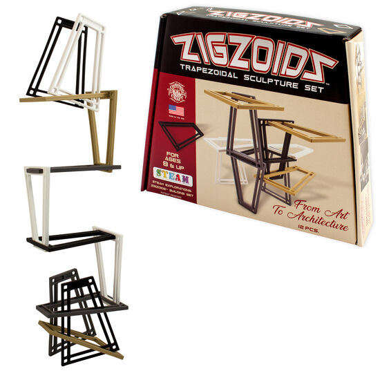 Zigzoid Trapezoidal Sculpture Set, Monochrome