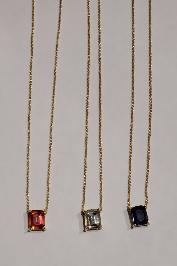 Emerald Cut Gemstone 18" Necklace